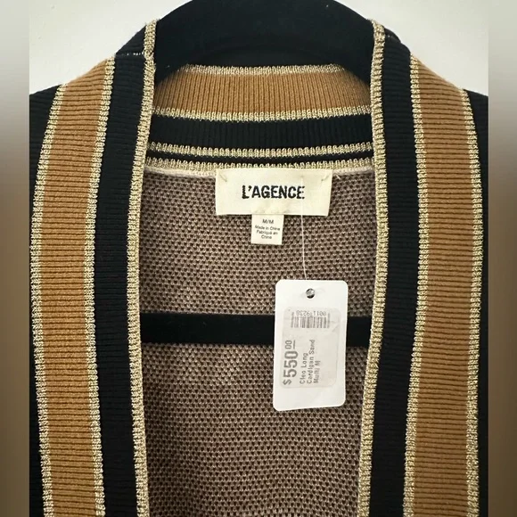 L'AGENCE Cleo sweater. Cream and Black Striped Sweater - Picture 3 of 4
